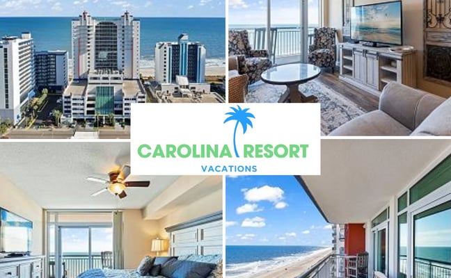 Beachfront resort apartments with ocean views, living rooms, bedrooms, and oceanside balconies